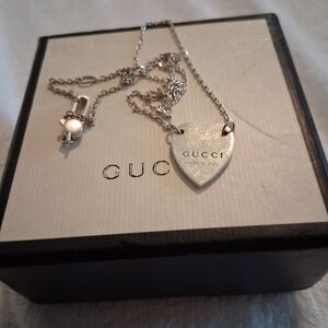 Gucci Silver Heart Charm Necklace